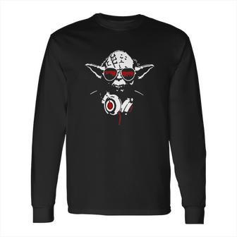 Decal Serpent Yoda Inspired Music Dj Headphones Crew Neck Cotton Long Sleeve T-Shirt | Favorety