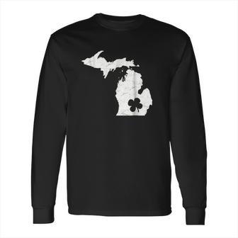 Detroit Michigan Shamrock St Patricks Day Mitten Long Sleeve T-Shirt | Favorety DE