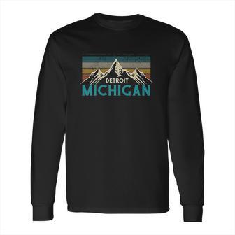 Detroit Michigan Vintage Mountains Long Sleeve T-Shirt | Favorety CA