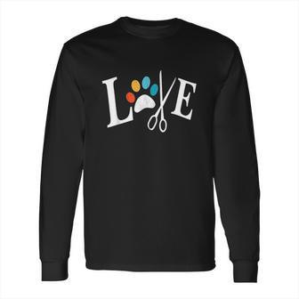 Dog Grooming Love Dogs Pet Daycare Groomer Vintage Paw Print Long Sleeve T-Shirt | Favorety DE