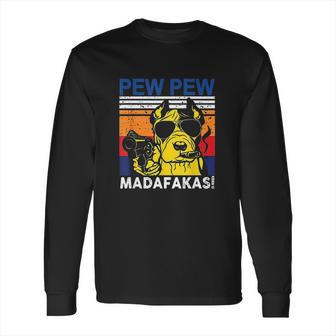 Dog Pew Pew Madafakas Vintage Crazy Pit Bull Long Sleeve T-Shirt | Favorety CA