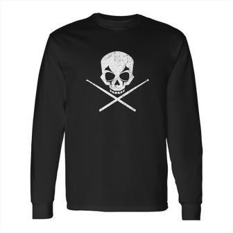 Drummer Drum Sticks Skull Black Metal Long Sleeve T-Shirt | Favorety UK