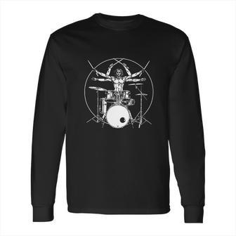 Drumming Gift Drum Da Vinci Vitruvian Man Drummer Long Sleeve T-Shirt | Favorety CA