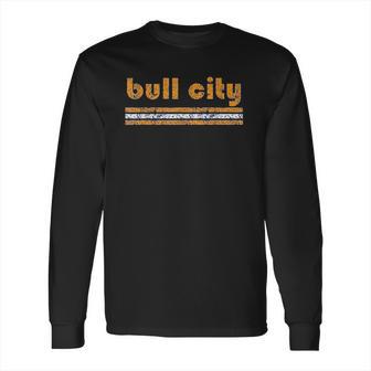 Durham North Carolina Vintage Retro Three Stripe Long Sleeve T-Shirt | Favorety