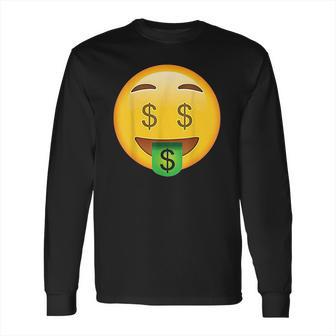 Emoji Money Face Cute Smile Dollar Signs Eyes Mouth Emotic Long Sleeve T-Shirt | Favorety UK