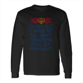 I Was Up Fighting Evil By Moonlight Heathered Long Sleeve T-Shirt | Favorety UK