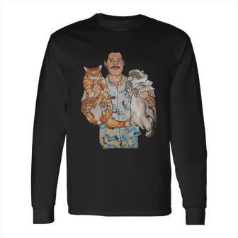 Freddie Mercury Hug Cats Long Sleeve T-Shirt | Favorety