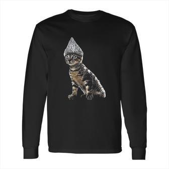 Funny Halloween Cat Tin Foil Hat Conspiracy For Men Long Sleeve T-Shirt | Favorety UK