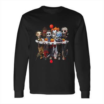 Funny Halloween Cute Halloween Cute Horror Movie Chibi Character Water Reflect Long Sleeve T-Shirt | Favorety