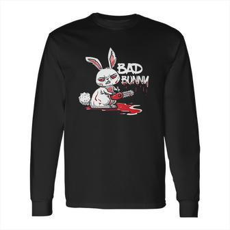 Funny Horror Rabbit Halloween Gift Evil Bad Bunny Long Sleeve T-Shirt | Favorety