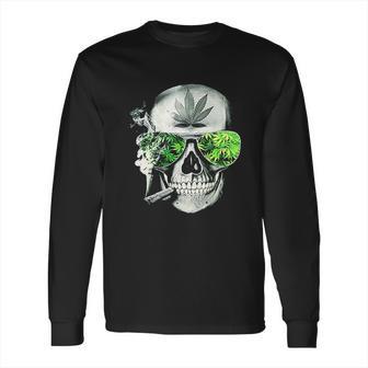 Funny Style Weed Cannabis Marijuana Smoking Skull Long Sleeve T-Shirt | Favorety UK