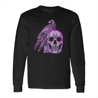 Goth Pastel Skull Crow Bird Skeleton Head Raven Gothic Lover Long Sleeve T-Shirt | Favorety UK