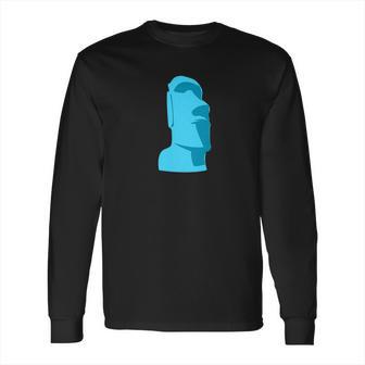 Hawaiian Luau Blue Moai Easter Island Tiki Long Sleeve T-Shirt | Favorety