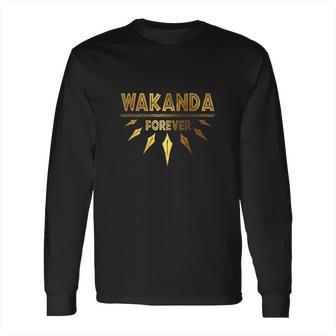 Iapparel Wakanda Forever Gold Foil Long Sleeve T-Shirt | Favorety