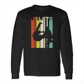 Jiu Jitsu Silhouette Bjj Brazilian Jiu Jitsu Retro Long Sleeve T-Shirt | Favorety