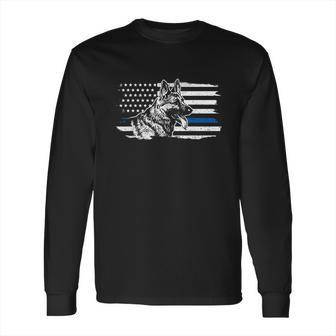 K9 Unit German Shepherd Dog Thin Blue Line Patriotic Police Long Sleeve T-Shirt | Favorety CA