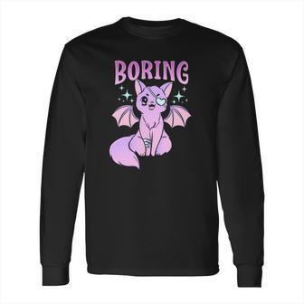 Kawaii Pastel Goth Cute Creepy Bat Cat Anime Theme Long Sleeve T-Shirt | Favorety