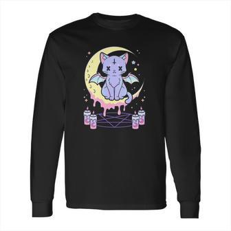 Kawaii Pastel Goth Cute Creepy Black Cat Long Sleeve T-Shirt | Favorety DE