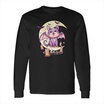 Kawaii Pastel Goth Cute Creepy Cat Vaporwave Menhera Nu Goth Long Sleeve T-Shirt | Favorety