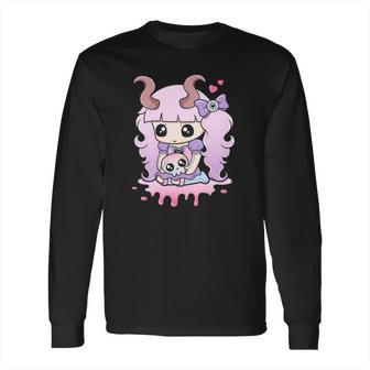 Kawaii Pastel Goth Cute Creepy Girl Anime Skull Long Sleeve T-Shirt | Favorety DE