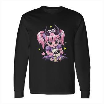 Kawaii Pastel Goth Cute Creepy Girl Skull Demon Evil Girl Long Sleeve T-Shirt | Favorety