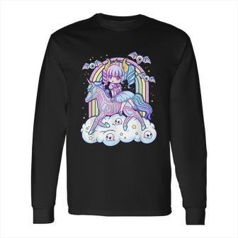 Kawaii Pastel Goth Cute Creepy Sugar Skull Unicorn Long Sleeve T-Shirt | Favorety