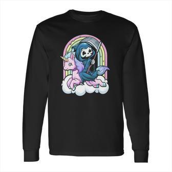 Kawaii Pastel Goth Cute Creepy Unicorn Grim Reaper Long Sleeve T-Shirt | Favorety AU