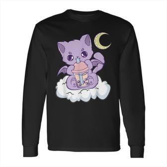 Kawaii Pastel Goth Cute Creepy Witchy Cat Boba Anime Kitten Long Sleeve T-Shirt | Favorety CA