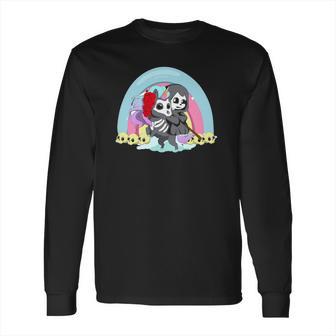 Kawaii Pastel Goth Unicorn And Grim Reaper Creepy Unicorn Long Sleeve T-Shirt | Favorety