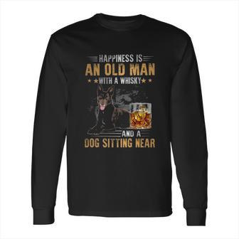 Kelpie An Old Man With A Whisky And A Dog Sitting Near Long Sleeve T-Shirt | Favorety AU