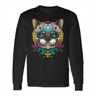 Kitty Cat Sugar Skull Day Of The Dead Dia De Muertos Long Sleeve T-Shirt | Favorety AU