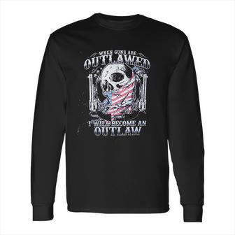 Leather Supreme Patriotic Outlawed Skull Denim Cutoff Biker Long Sleeve T-Shirt | Favorety DE