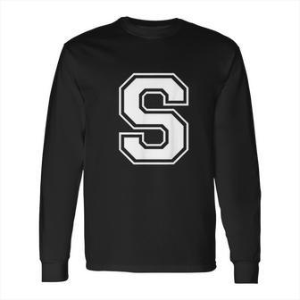 Letter S Capital Alphabet College Varsity Monogram Club Long Sleeve T-Shirt | Favorety