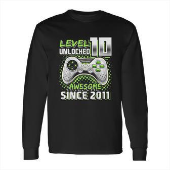 Level 10 Unlocked Awesome 2011 Video Game 10Th Birthday Gift Green Long Sleeve T-Shirt | Favorety DE