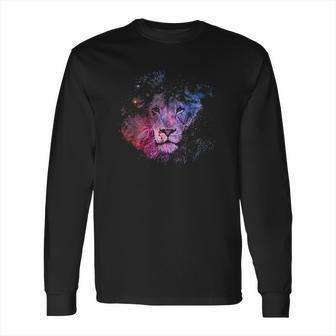 Lion Watercolor Style Leo Astrology Space Nebula Lion Long Sleeve T-Shirt | Favorety UK