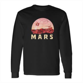 Mars Retro Minimalist 80S Style Martian Space Long Sleeve T-Shirt | Favorety