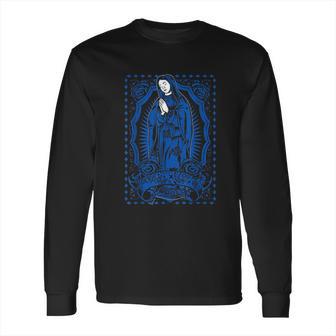 Mary Guadalupe Blue Tattoo Mexico Art Long Sleeve T-Shirt | Favorety UK