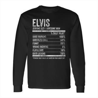 Mens Elvis Nutrition Personalized Name Funny Name Facts Long Sleeve T-Shirt | Favorety