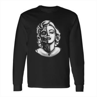 Mens Marilyn Monroe Half Skull Long Sleeve T-Shirt | Favorety AU