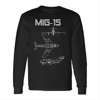 Mig-15 Soviet Plane Warbird Blueprint Schematics Diagram Long Sleeve T-Shirt | Favorety