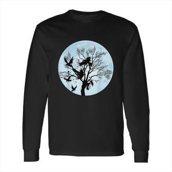 Moonlight Night Black Crow Forest Animal Bird Raven Long Sleeve T-Shirt | Favorety AU