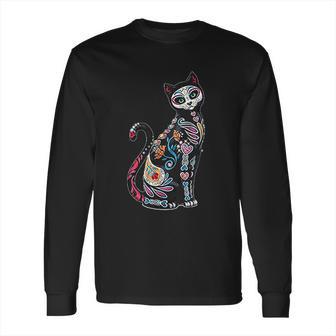 Mosaic Skull Day Of The Dead Cat Art Gift Long Sleeve T-Shirt | Favorety CA