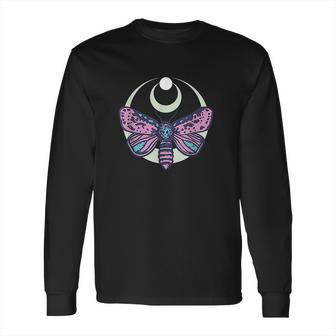 Moth And Crescent Moon Witchy Pastel Goth Long Sleeve T-Shirt | Favorety UK