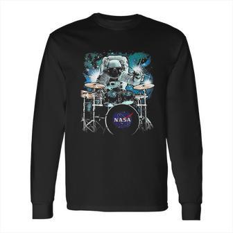 Nasa Space Drum Playing Astronaut Long Sleeve T-Shirt | Favorety UK