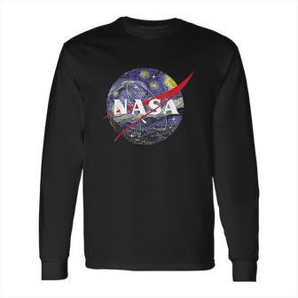 Nasa Van Gogh Starry Night Style Logo Graphic Long Sleeve T-Shirt | Favorety