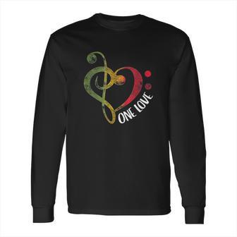 One Love Treble Bass Clef Heart Reggae Musician Long Sleeve T-Shirt | Favorety UK