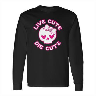 Pastel Goth Live Cute Die Cute Skull Bow And Heart Shape Long Sleeve T-Shirt | Favorety AU