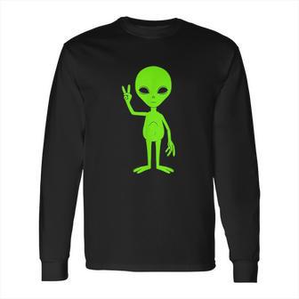 We Come In Peach Sign Hippie Green Alien Ufo Martian Long Sleeve T-Shirt | Favorety AU