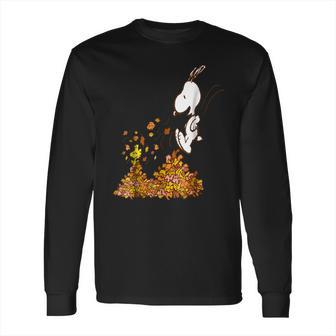 Peanuts Snoopy Jumping Into Leaf Autumn Shirt Long Sleeve T-Shirt | Favorety