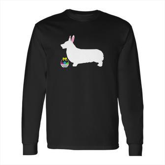 Pembroke Welsh Corgi Easter Bunny Dog Silhouette Long Sleeve T-Shirt | Favorety UK